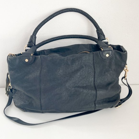 Cole Haan Oversized Black Pebble Leather Hobo Shoulder Bag w Adjustable Strap - Picture 1 of 16